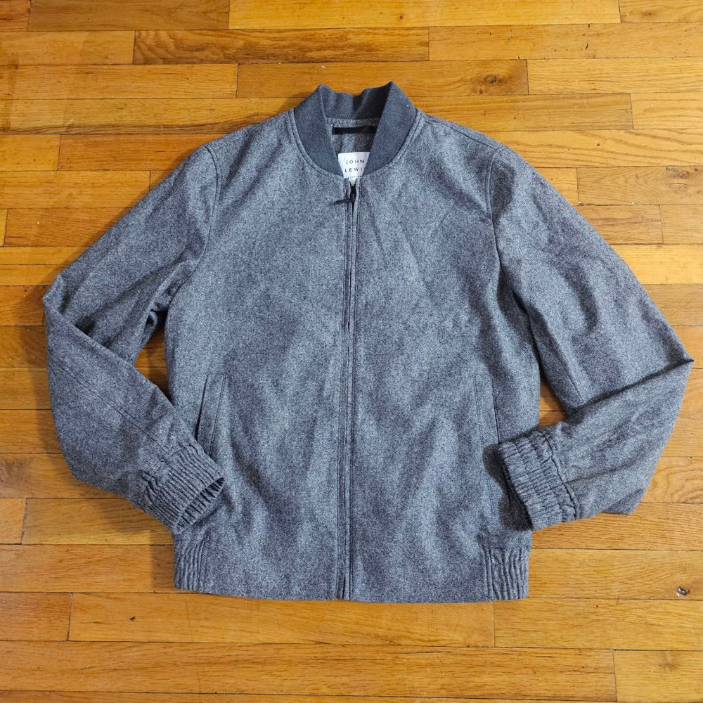 John Lewis Wool Blend Bomber Jacket Gray Size Small